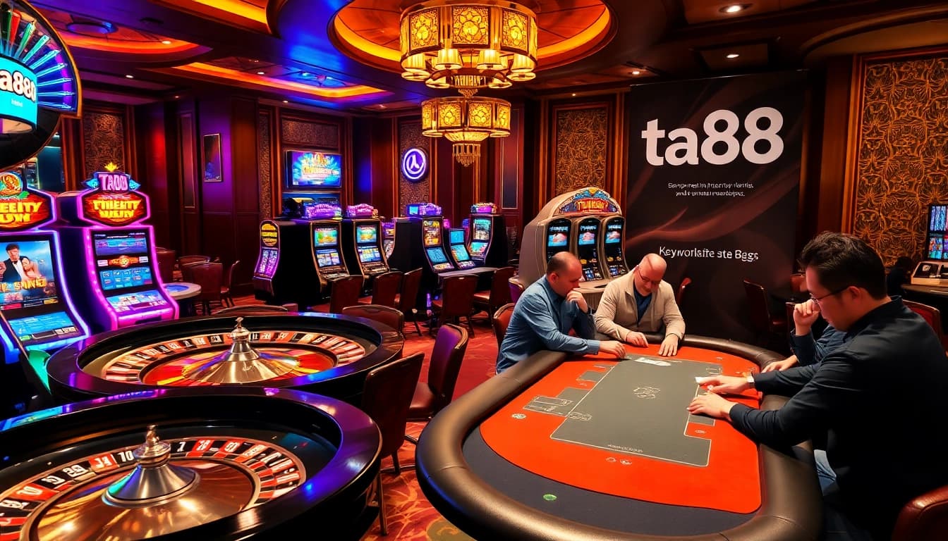 Players enjoy thrilling games at the ta88 casino, experiencing high-stakes excitement with poker and roulette.