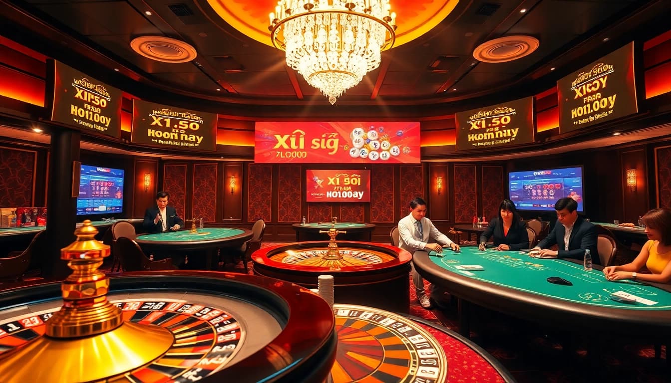 Xổ số hôm nay results showcased in an exciting casino atmosphere with vibrant lottery elements.