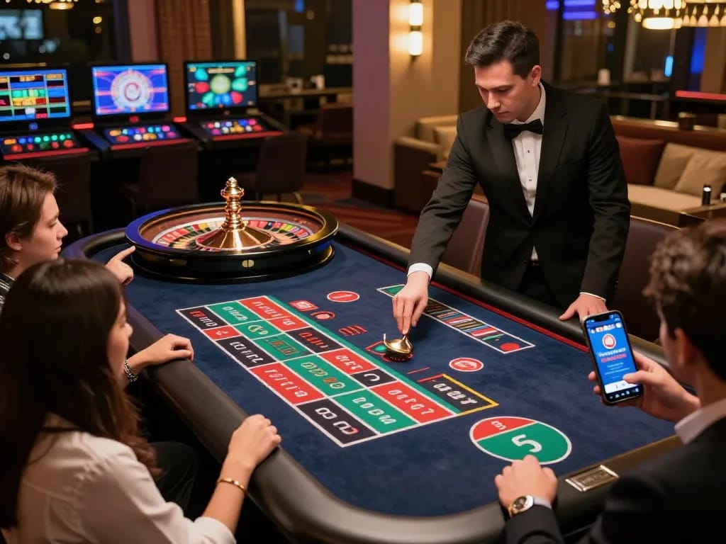 Experience the thrill of mm88 reisen with live dealer roulette action, engaging players and vibrant colors.