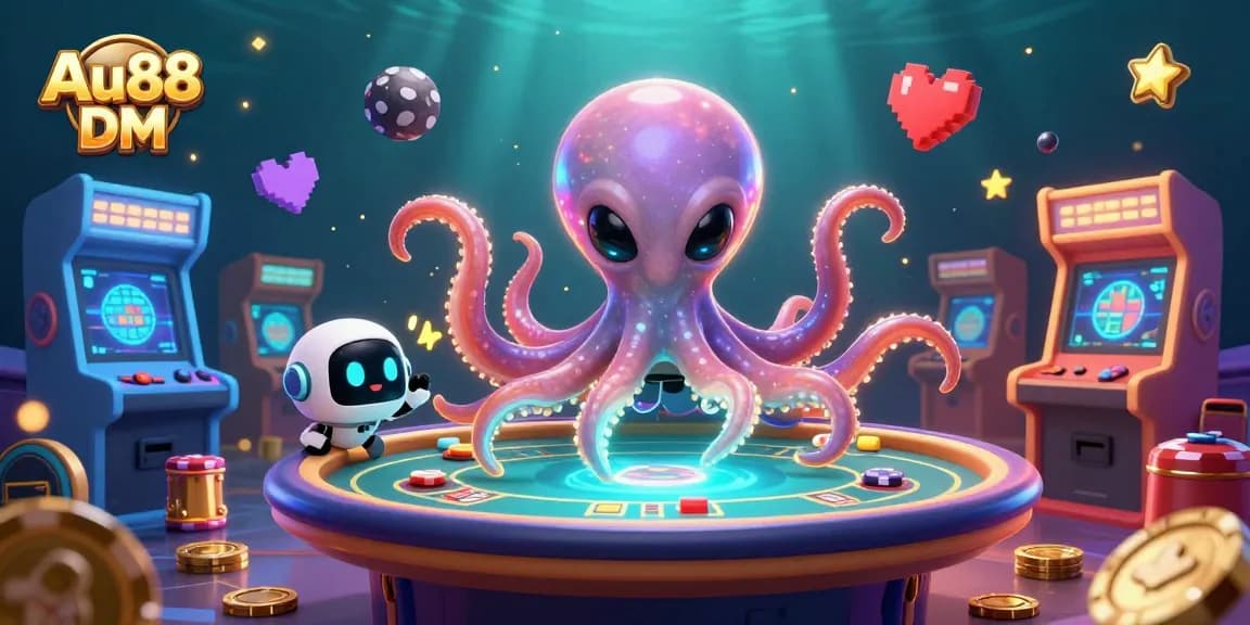 Experience thrilling poker action at Au88 DM with alien octopus and exciting game elements.