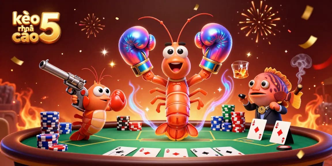 Experience the thrill with kèo nhà cái 5 as colorful mantis shrimp battle on a packed poker scene.