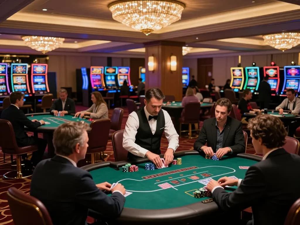 Players engage in exciting poker action at 8kbet, highlighting vibrant casino atmosphere and gameplay.