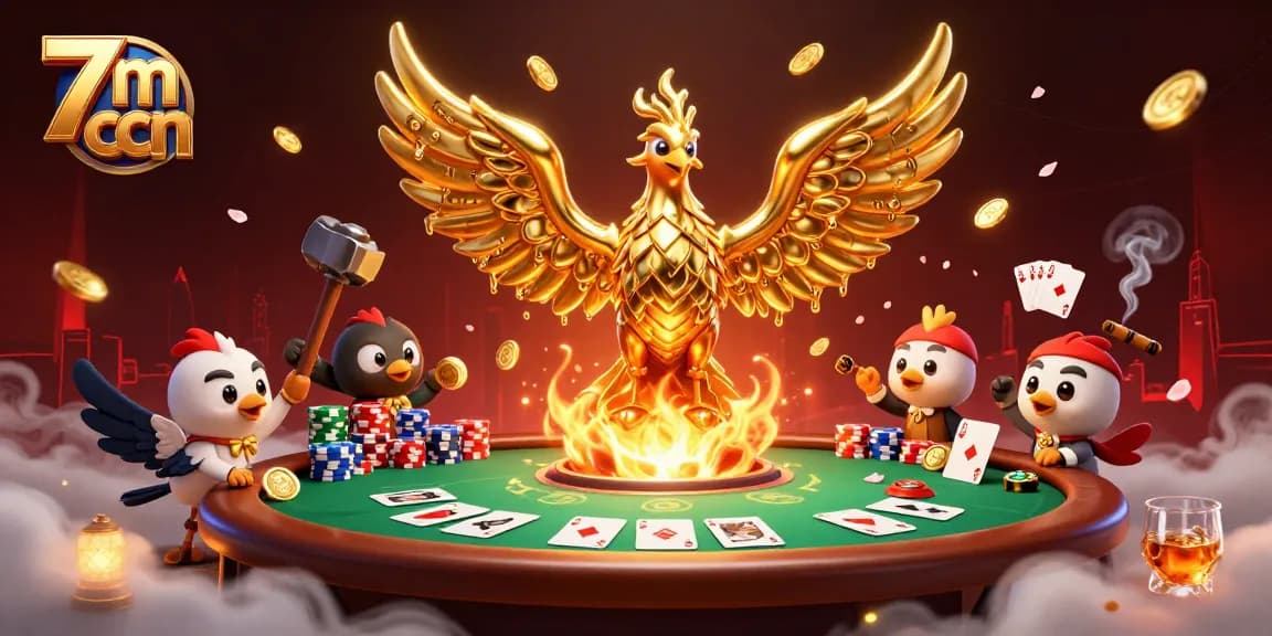 Experience thrilling poker action at 7m cnn with golden phoenix and vibrant casino elements.
