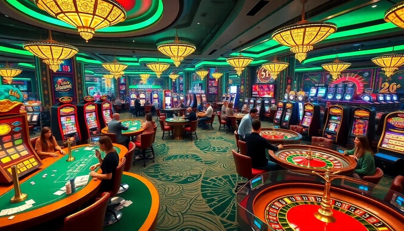 Experience thrilling gaming at nk88.com with vibrant casino scenes showcasing action-packed tables.