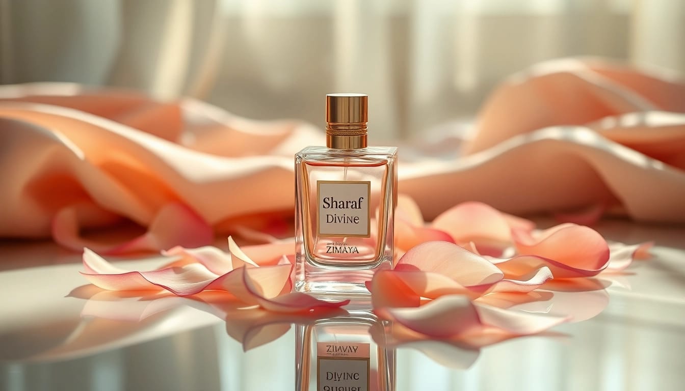 Straal de luxe uit met Sharaf Divine by Zimaya, prachtig gepresenteerd tussen geurige bloemblaadjes.