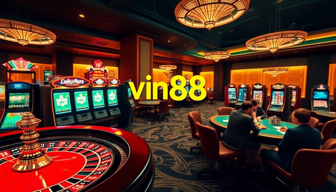 Players engaging in thrilling online gambling at vin88ac.com with vibrant casino elements.