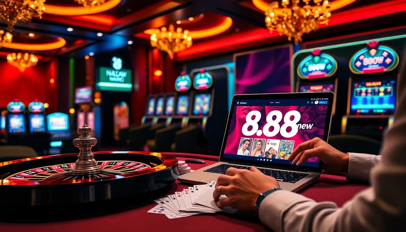 Experience thrilling gaming action on 888new with roulette and poker chips.