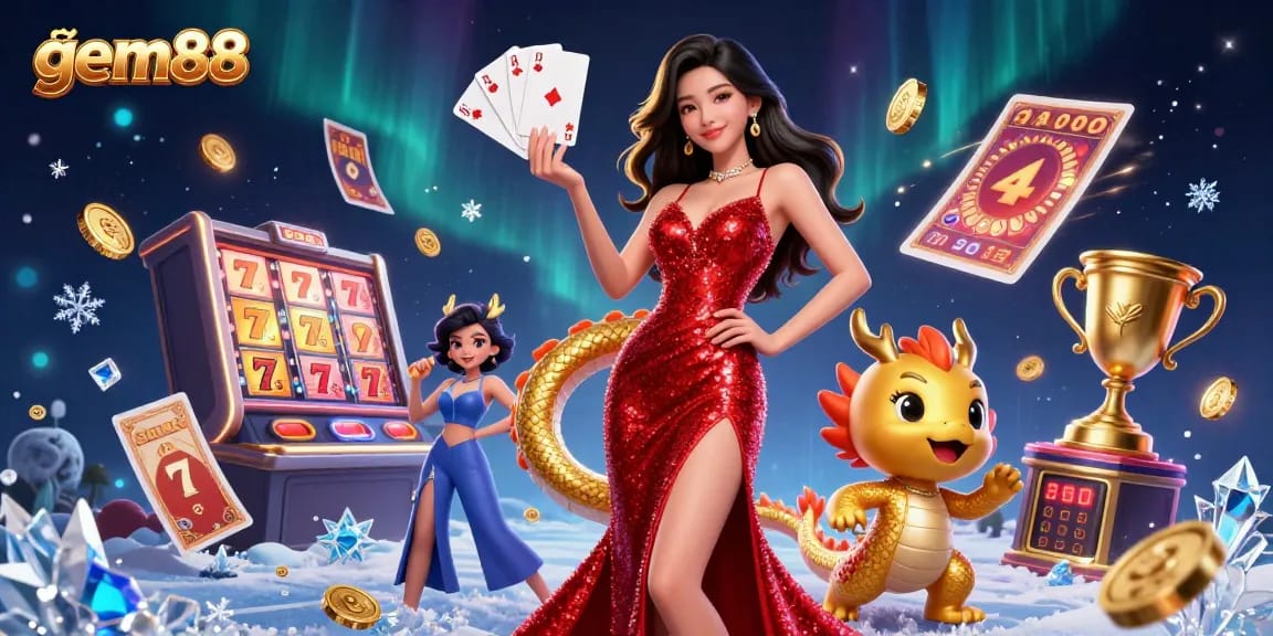 Experience thrilling moments at gem88 with an elegant 3D casino setting featuring dynamic slot games.