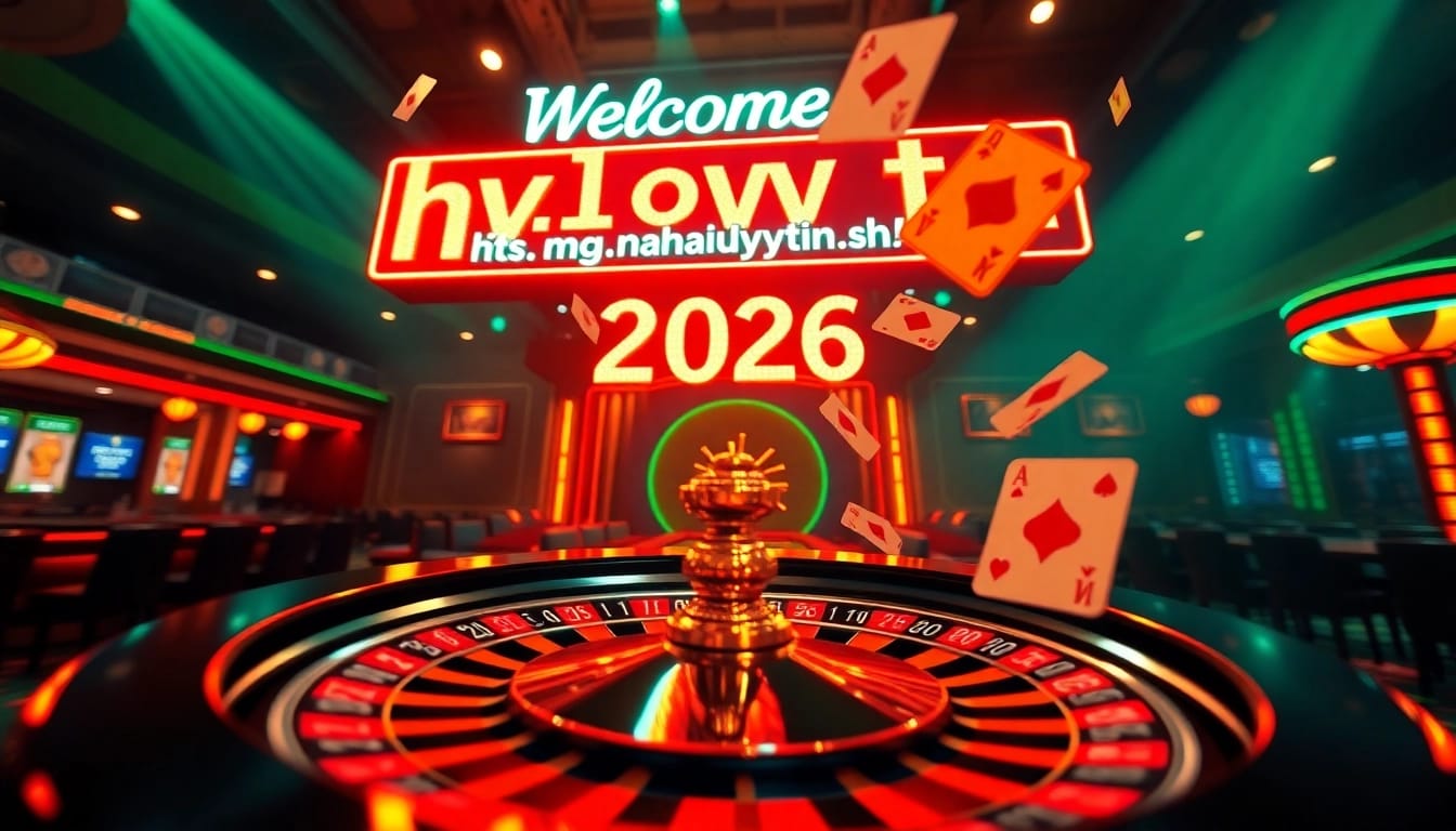 Exciting casino scene featuring logo of https://nhacaiuytin.sh/ with vibrant colors and dynamic elements.