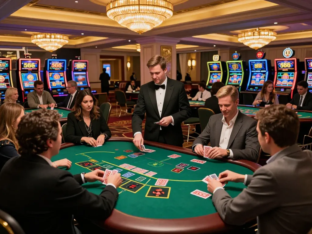 Players enjoying blackjack at 566 casino, showcasing thrilling gameplay and vibrant atmosphere.