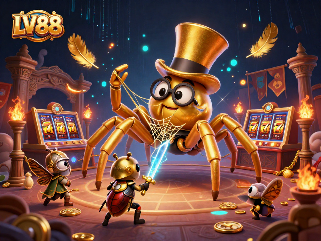 Experience LV88's thrilling online gaming with vibrant characters amidst dazzling casino elements.
