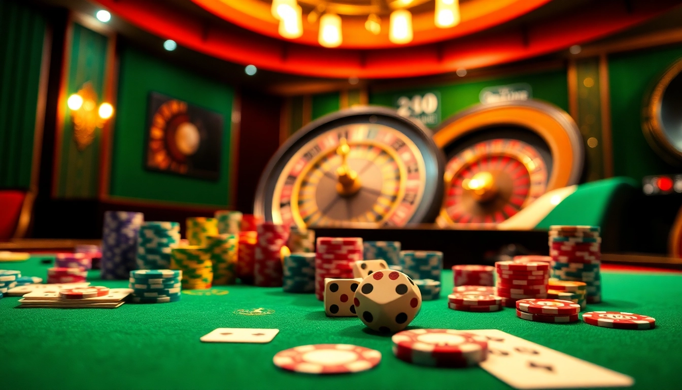 Engage in high-stakes gambling at Debet Com with vibrant casino visuals showcasing poker chips and cards.