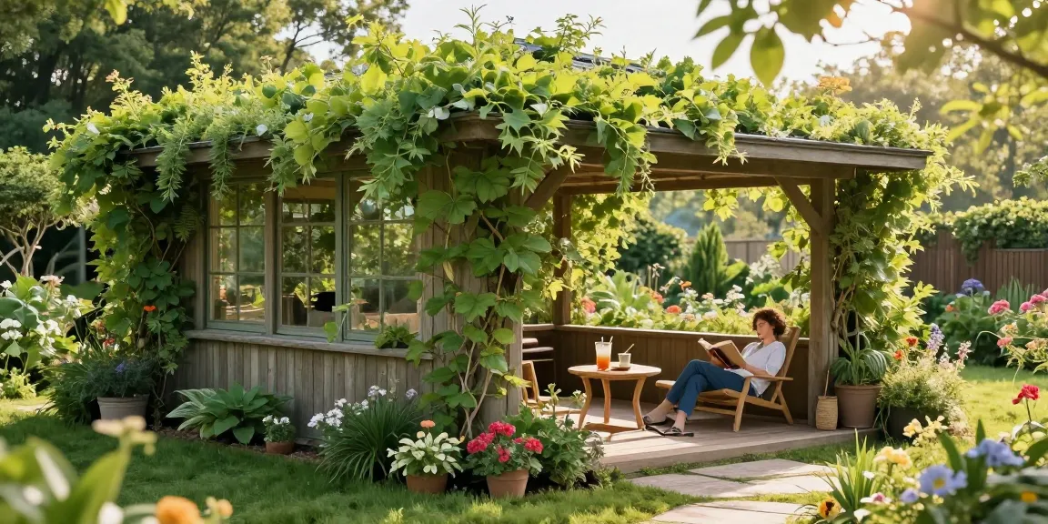 Ervaar een sedumdak overkapping in een weelderige tuin, die de schoonheid en voordelen ervan benadrukt.