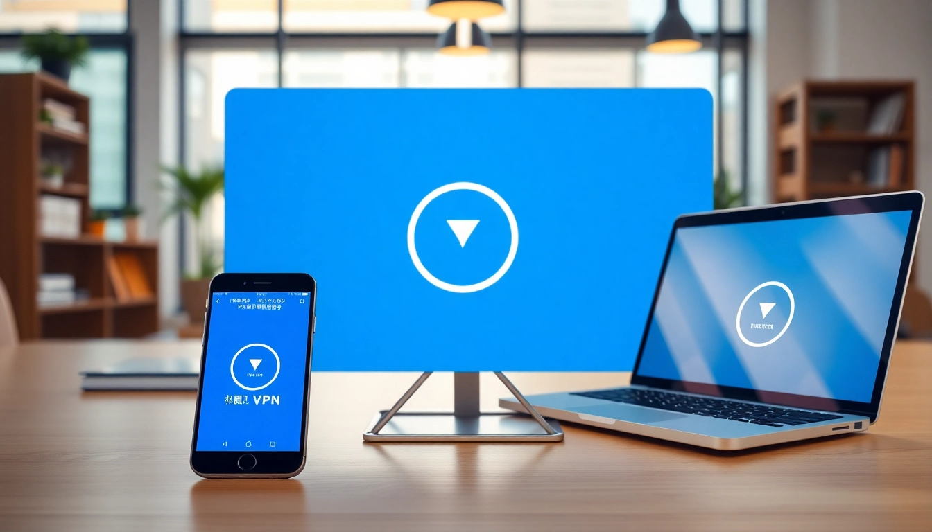 快连下载 VPN 界面在多台设备上显示,展示其在专业工作场景中的用户友好特性。