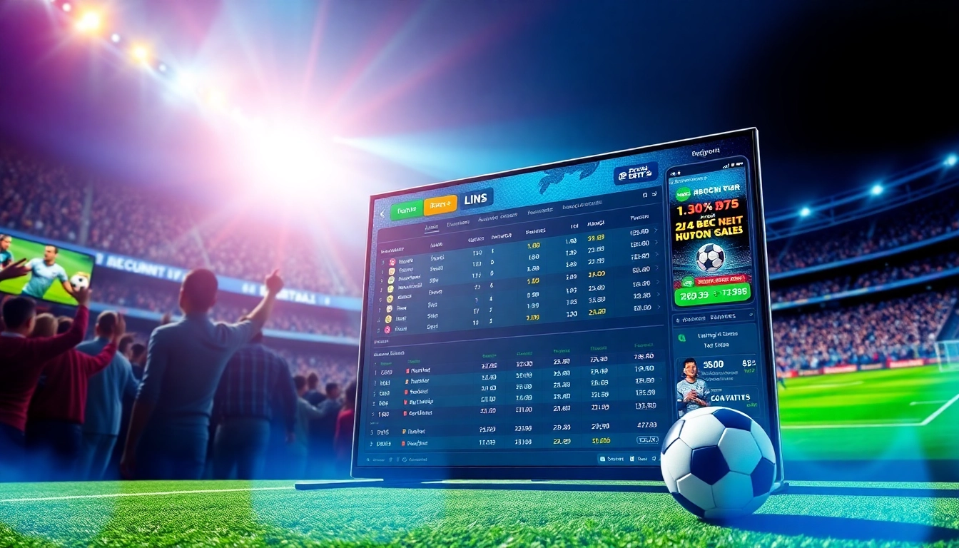 Dynamic football betting interface showcasing https://cacuocbongda.cc/ with vibrant colors and engaging visuals.