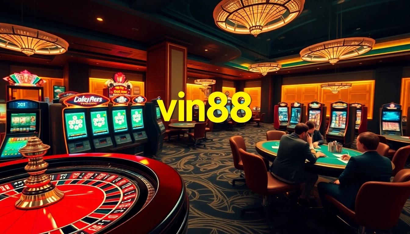 Players engaging in thrilling online gambling at vin88ac.com with vibrant casino elements.