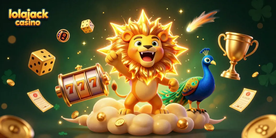 Experience the thrill of lolajack casino with dynamic slot reels and vibrant golden visuals.