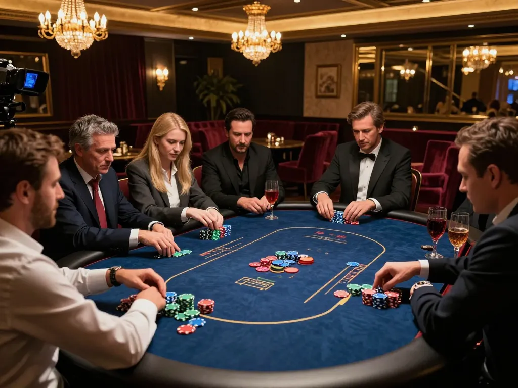 nhà cái tr88 players strategizing during an exclusive poker game in a luxurious VIP area.