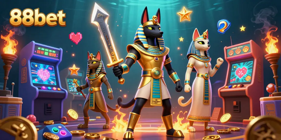 Experience thrilling games at 88bet with enchanting Egyptian warrior Anubis and Bastet.