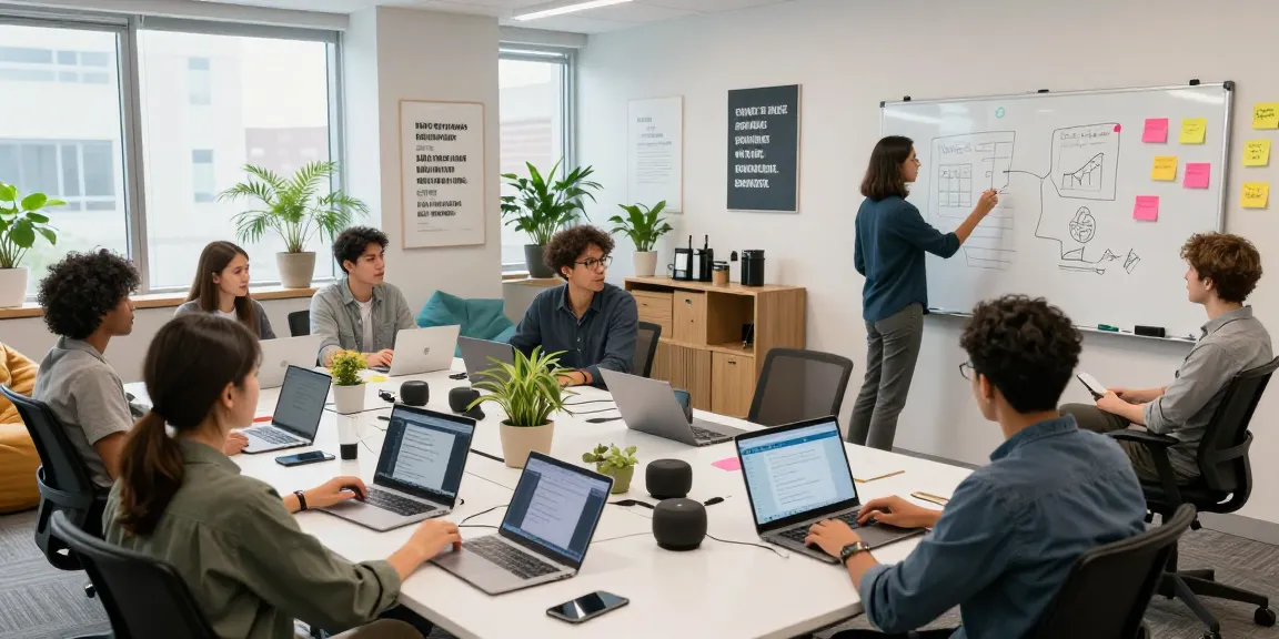 Team collaborating in an innovative office environment showcasing the WPS Official Website applications in use.