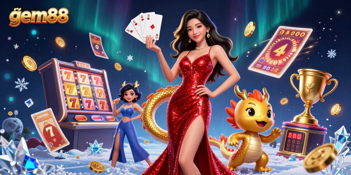 Experience thrilling moments at gem88 with an elegant 3D casino setting featuring dynamic slot games.