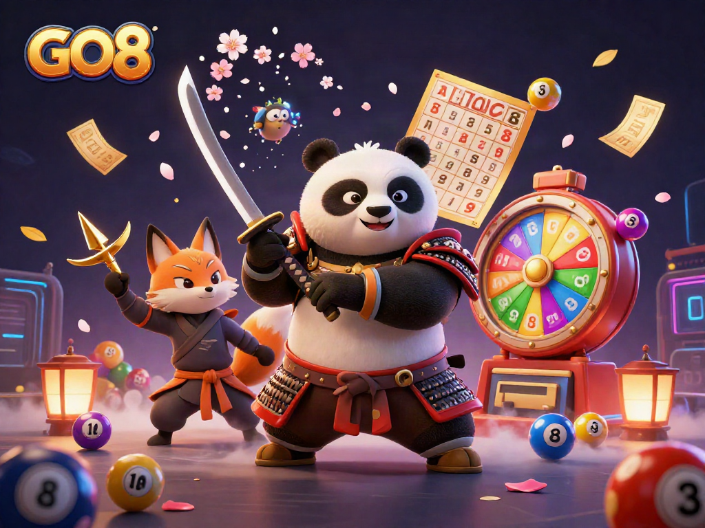 Join exciting games at GO8 with enchanting characters amidst a vibrant gambling scene.