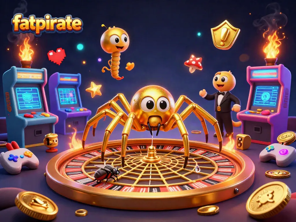 Spin the roulette wheel with fatpirate, as the centipede croupier controls the bets in a vibrant casino.