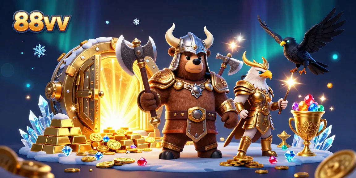 Experience the excitement of 88vv with a dynamic casino-themed illustration showcasing vibrant gaming elements.