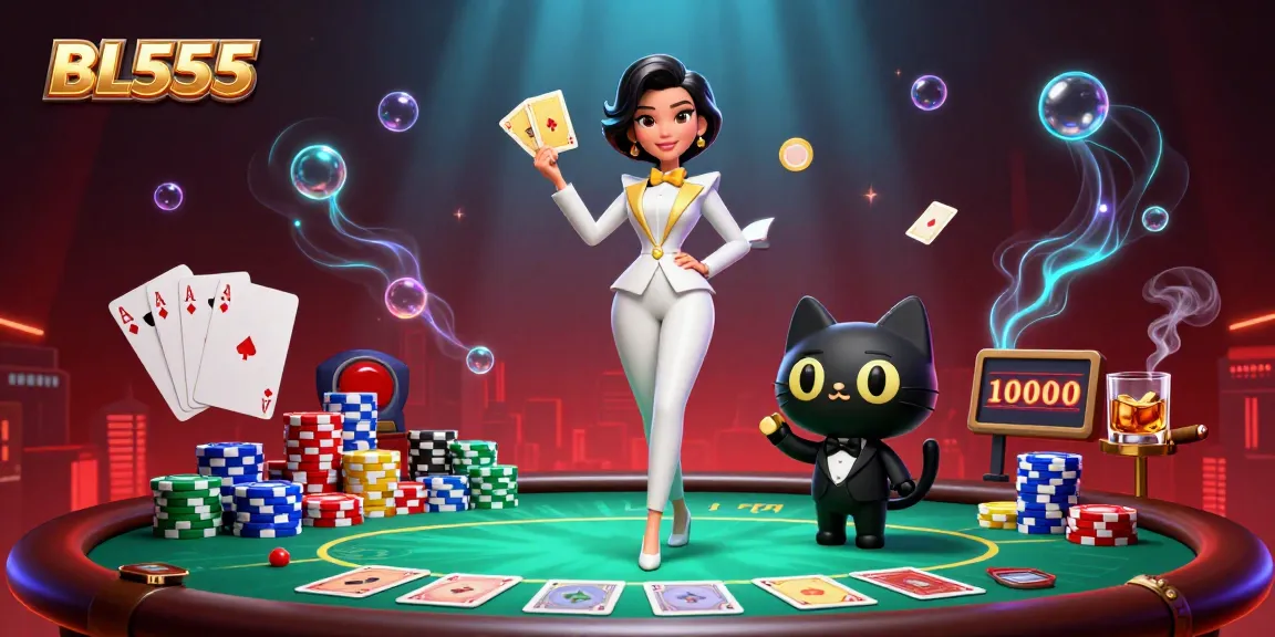 Experience thrilling gaming at BL555 with an exciting poker scene featuring glamorous characters.