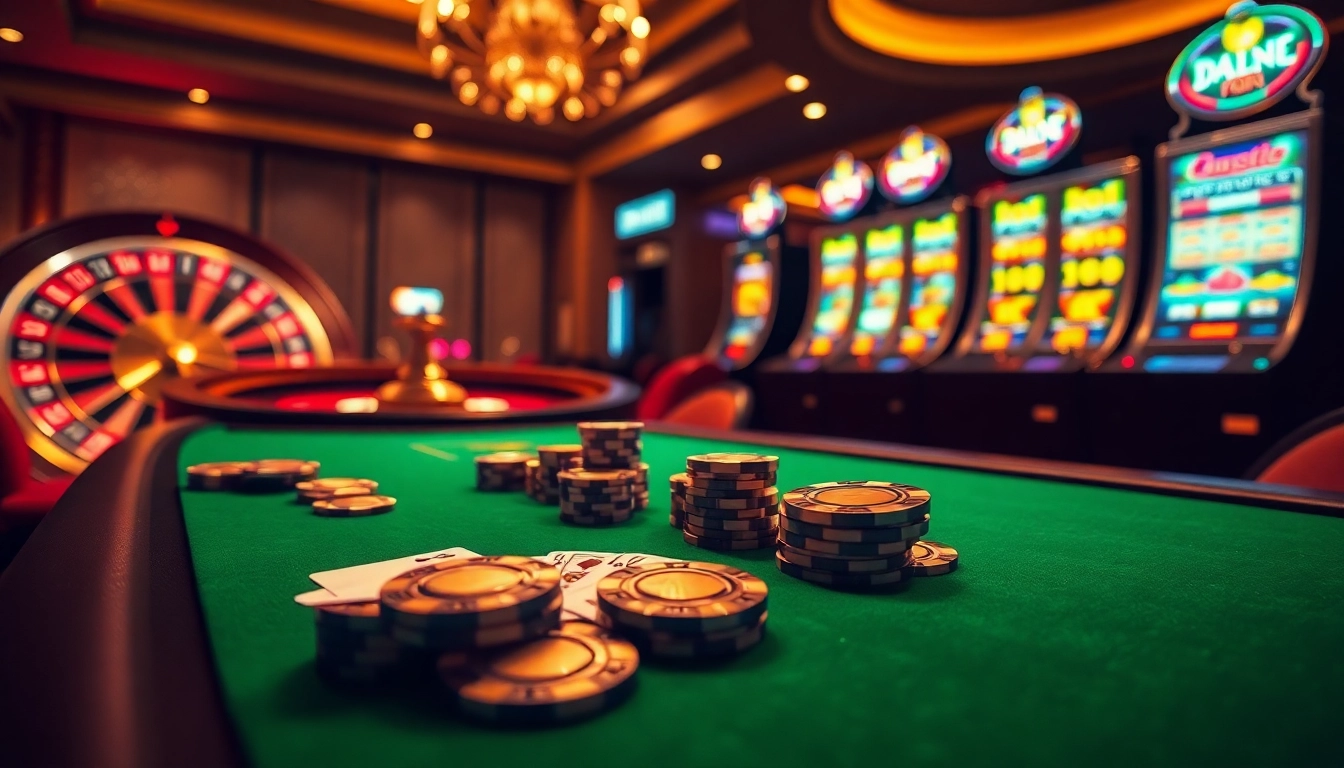 High-stakes poker action at da88st.com with vibrant chips and elegant roulette.