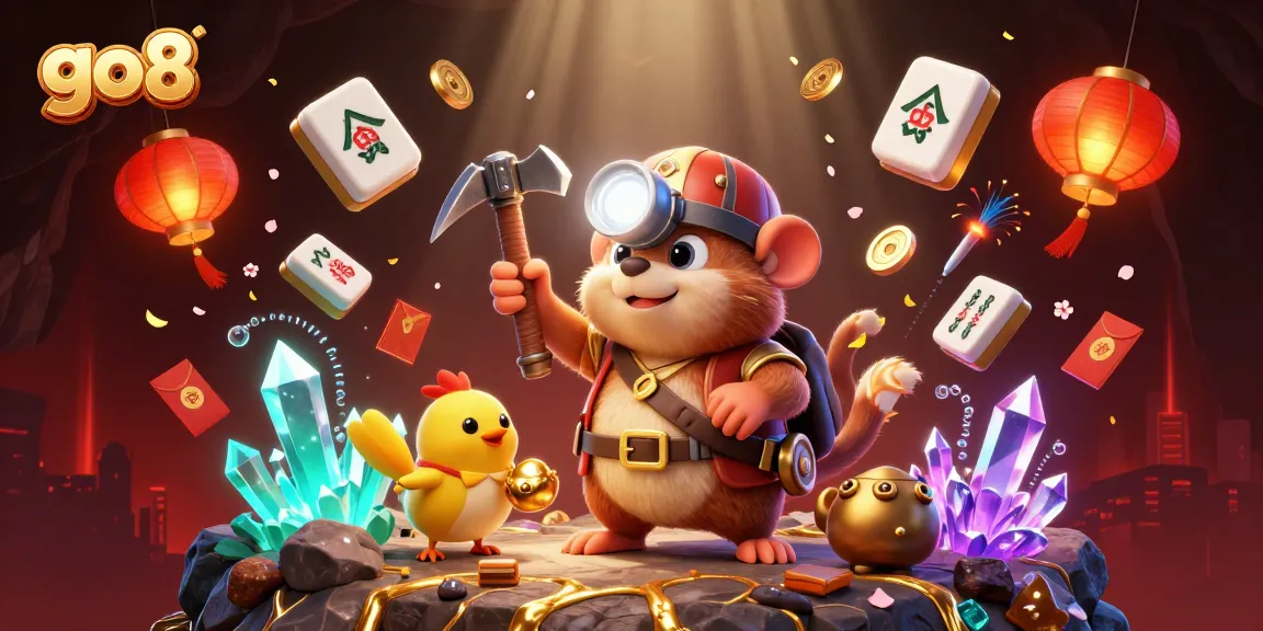 Experience winning strategies at go8 with a vibrant treasure hunt featuring a mole and canary in a sparkling cave.