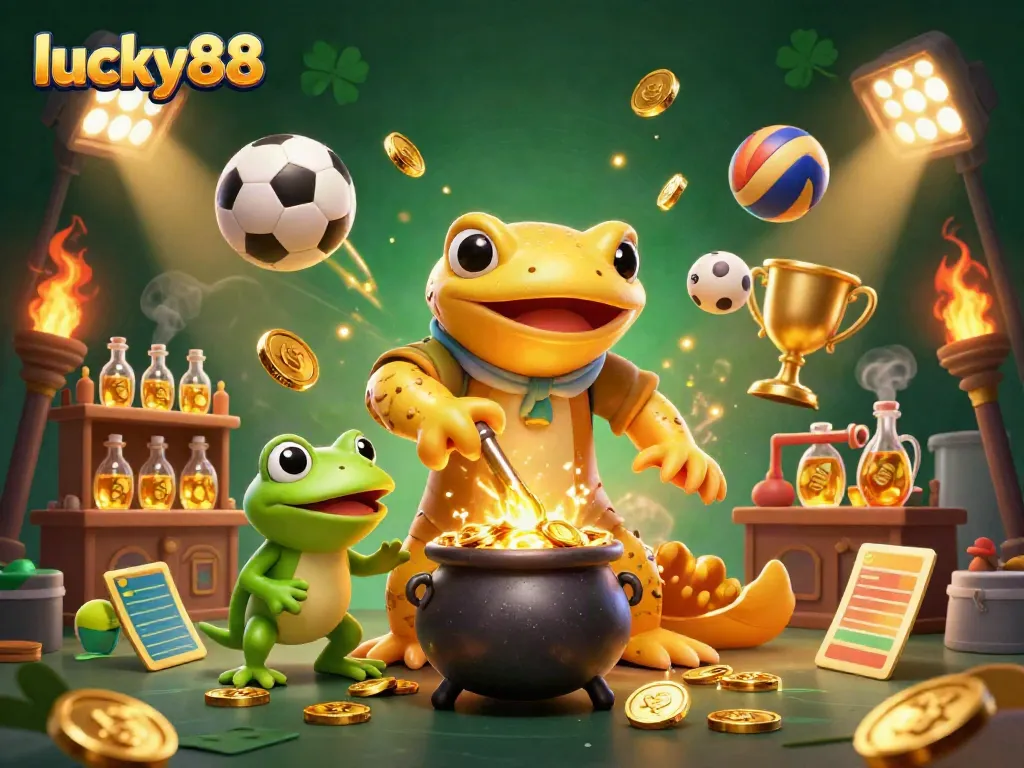 Experience the magic of lucky88 in a vibrant 3D scene featuring dynamic casino elements.