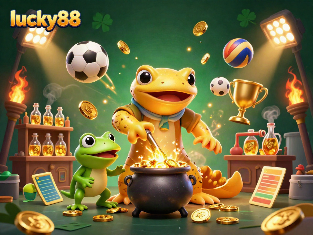 Experience the magic of lucky88 in a vibrant 3D scene featuring dynamic casino elements.