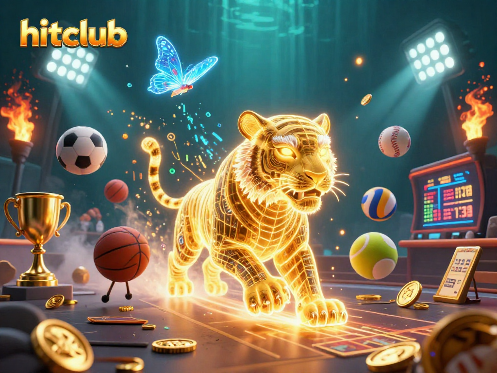 Engage in fun gaming adventures with hitclub’s immersive digital casino featuring a glowing tiger.
