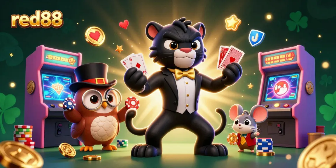 Experience red88 casino fun with stylish characters, vibrant games, and rich casino elements.