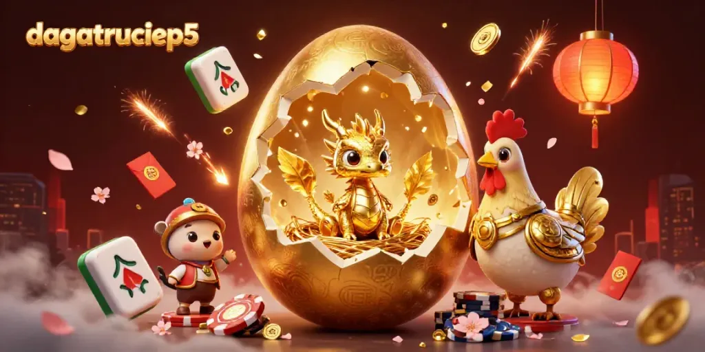 Experience thrilling moments with dagatructiep5 as a golden baby dragon reigns over a poker chip nest
