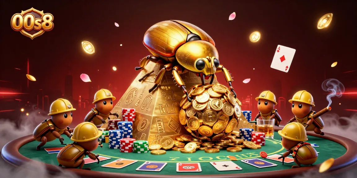 Engage in thrilling gaming adventures at 00s8 with golden coins, cards, and dynamic casino elements.