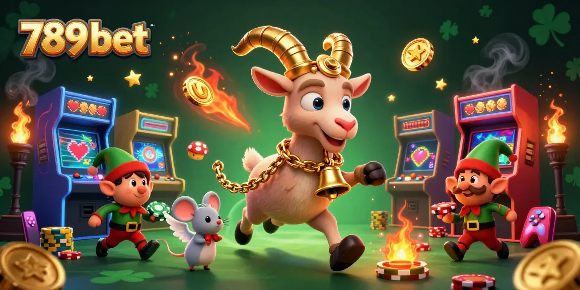 Engage with 789 bet in a vibrant 3D casino scene featuring Krampus, an angel mouse, and mischievous gremlins.