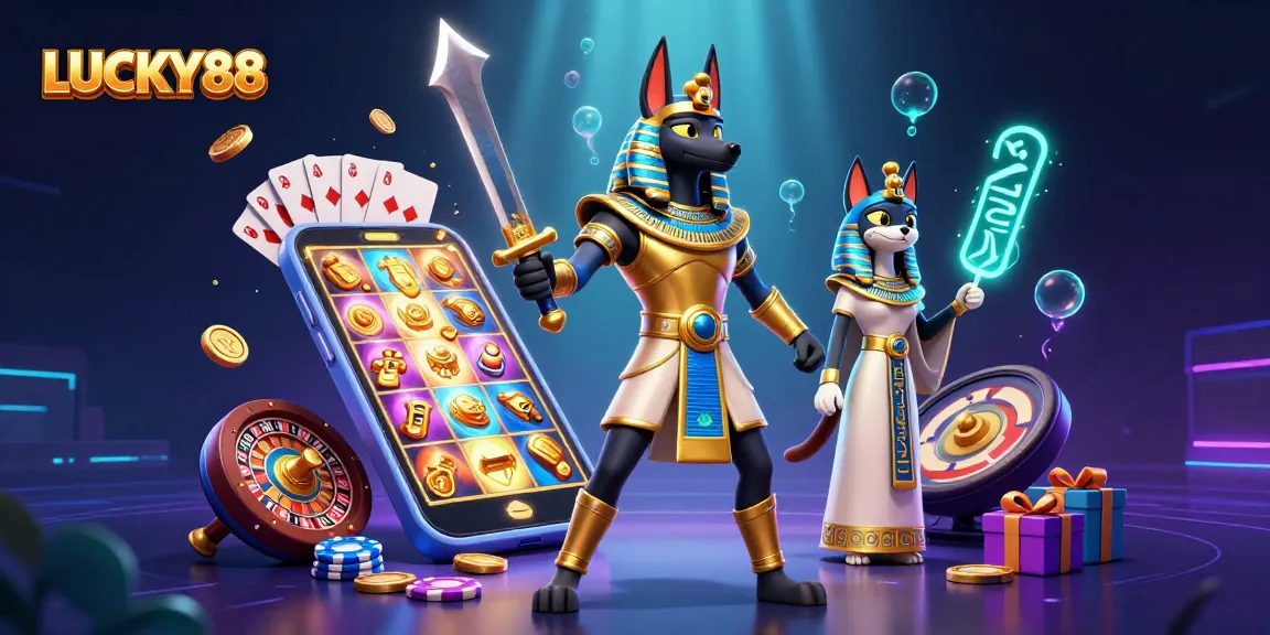 Play thrilling games at LUCKY88 with vibrant slot spins and interactive elements glowing.