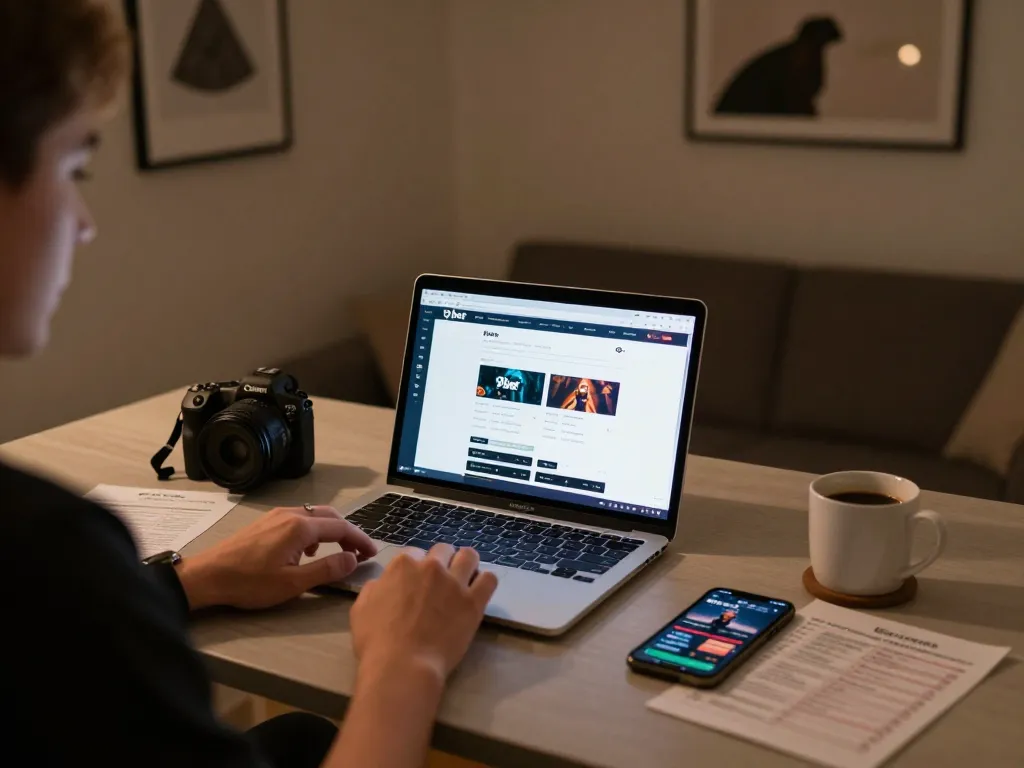 Engaging with 9bet platform on a stylish desk, showcasing a dynamic online gambling setup.