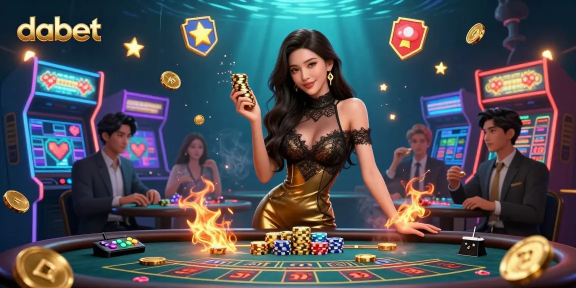 Experience high-stakes gaming with dabet at a luxurious baccarat table filled with golden casino chips.