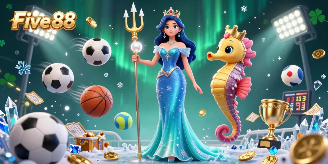 Engage with the thrilling universe of Five 88, showcasing a dynamic casino scene with vibrant sports and gaming elements.