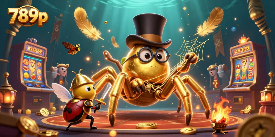 Win big at 789p with fantastical casino characters and vibrant gaming elements surrounded by slot machines.