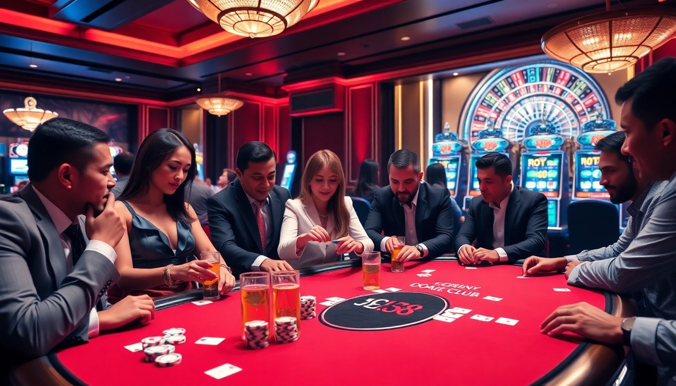DOLA88 CLUB players enjoying an exciting gaming experience at a luxurious casino table.