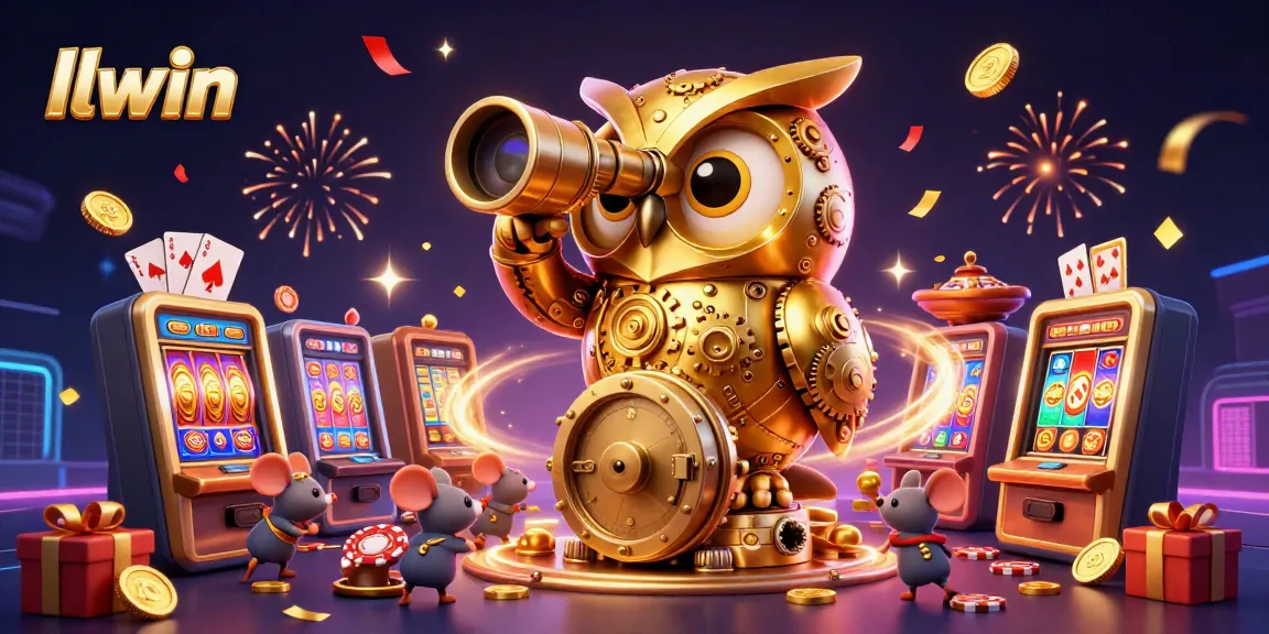 Experience dynamic gaming and slot action with llwin featuring a golden owl surveying a vibrant casino floor.