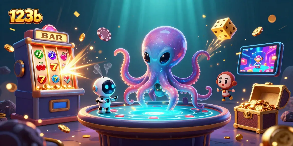 Experience dynamic gameplay and excitement with 123b at this alien-themed casino illustration.