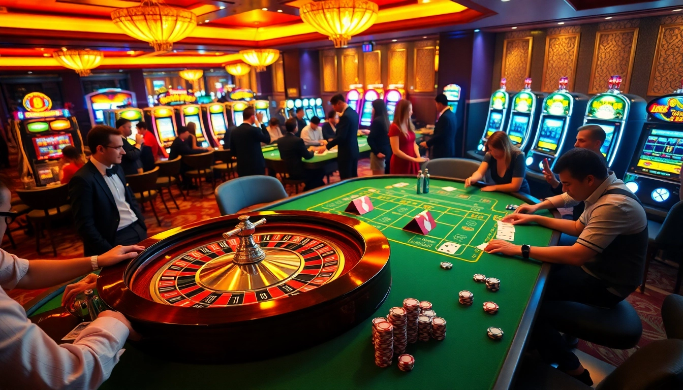 Experience thrilling gameplay with u888 bet at a luxurious online casino featuring a roulette wheel and engaged players.
